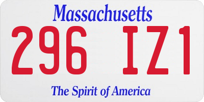 MA license plate 296IZ1