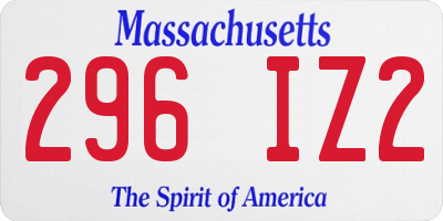 MA license plate 296IZ2