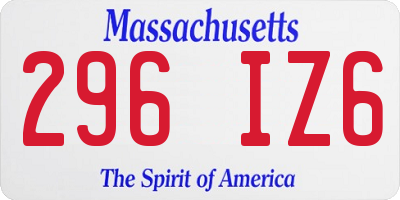 MA license plate 296IZ6