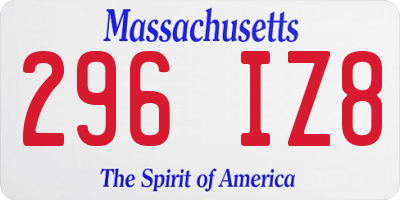 MA license plate 296IZ8
