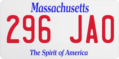 MA license plate 296JA0