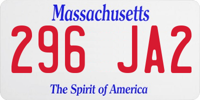 MA license plate 296JA2