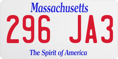 MA license plate 296JA3