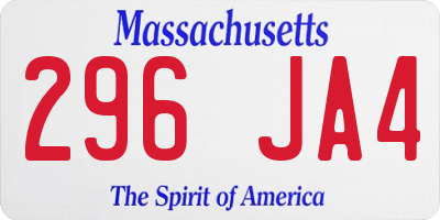 MA license plate 296JA4