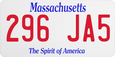 MA license plate 296JA5