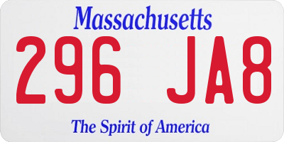 MA license plate 296JA8