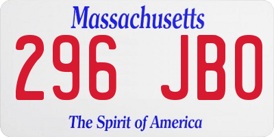 MA license plate 296JB0