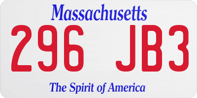 MA license plate 296JB3