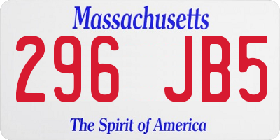 MA license plate 296JB5