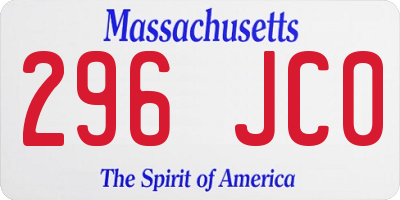 MA license plate 296JC0