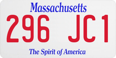 MA license plate 296JC1