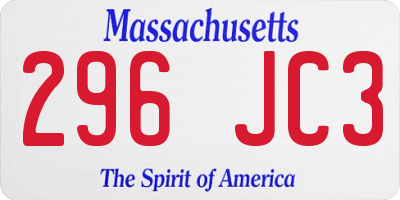MA license plate 296JC3