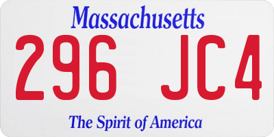 MA license plate 296JC4