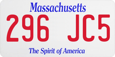 MA license plate 296JC5