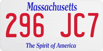 MA license plate 296JC7