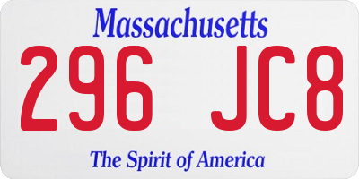 MA license plate 296JC8