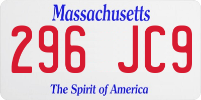 MA license plate 296JC9