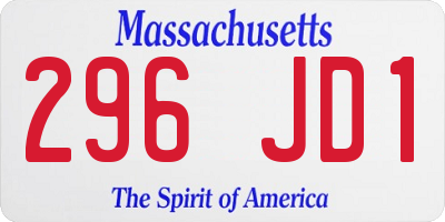MA license plate 296JD1