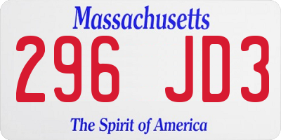 MA license plate 296JD3
