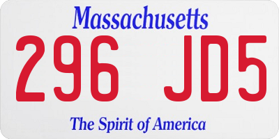 MA license plate 296JD5