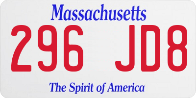 MA license plate 296JD8