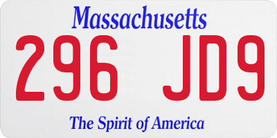 MA license plate 296JD9