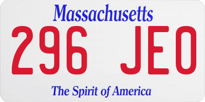 MA license plate 296JE0
