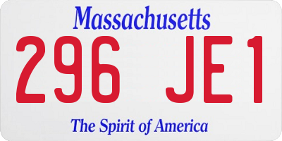 MA license plate 296JE1