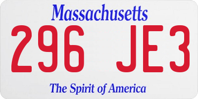 MA license plate 296JE3