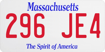 MA license plate 296JE4