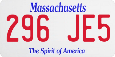 MA license plate 296JE5