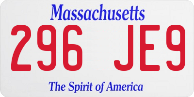 MA license plate 296JE9