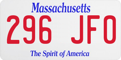 MA license plate 296JF0