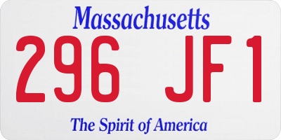 MA license plate 296JF1