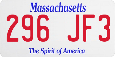 MA license plate 296JF3