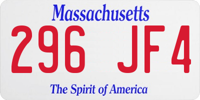 MA license plate 296JF4