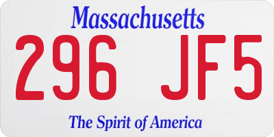 MA license plate 296JF5