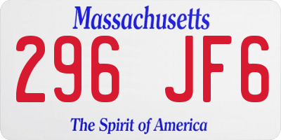 MA license plate 296JF6