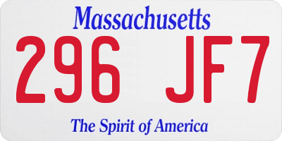 MA license plate 296JF7