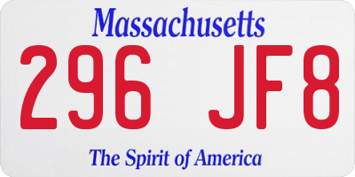 MA license plate 296JF8