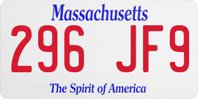 MA license plate 296JF9