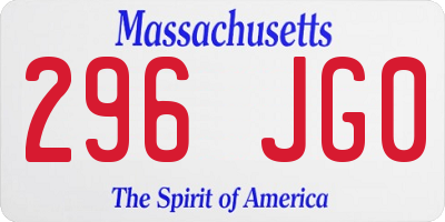 MA license plate 296JG0