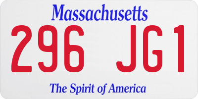 MA license plate 296JG1