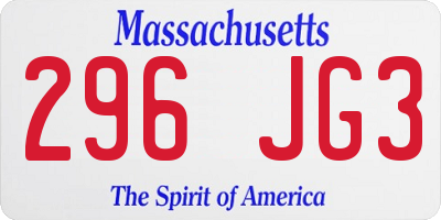 MA license plate 296JG3