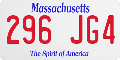 MA license plate 296JG4