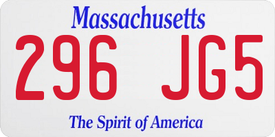 MA license plate 296JG5