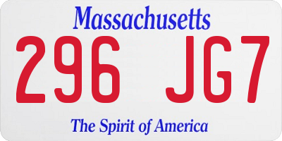 MA license plate 296JG7