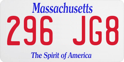MA license plate 296JG8