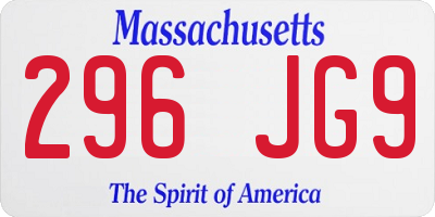 MA license plate 296JG9