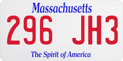 MA license plate 296JH3